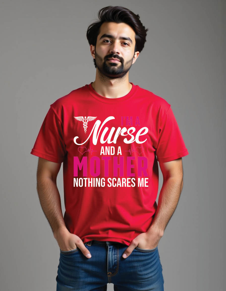 Thumbnail: im nurse mother nothing scares me nurse mens printed graphic t shirt