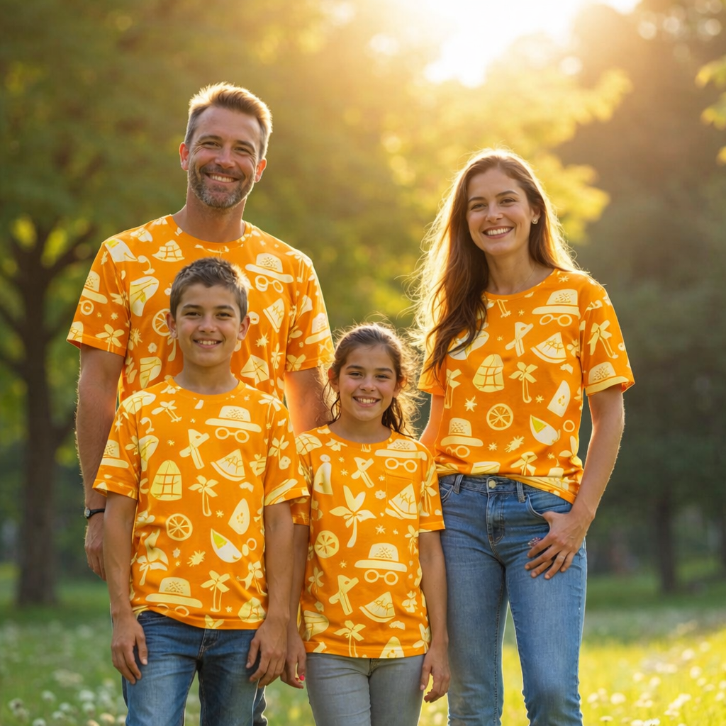 pack of 4 summer vibes family matching printed tees