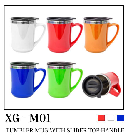 tumbler mug with slider top handle