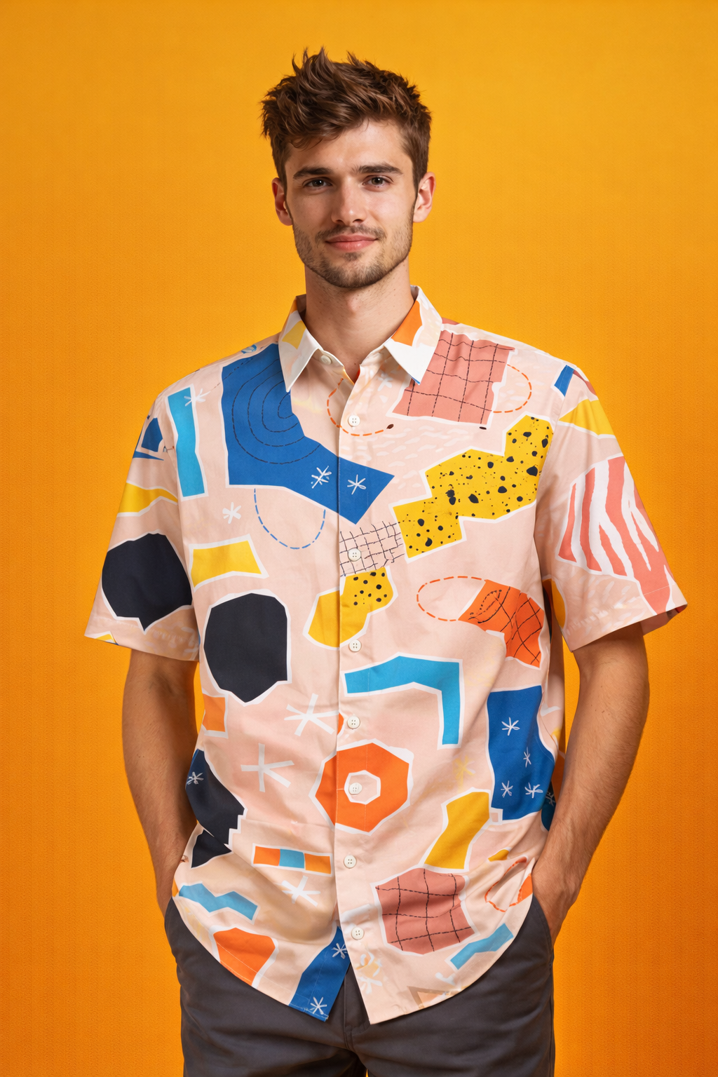 Casual style Artistic Patterned Oversized Shirt with AOP Design