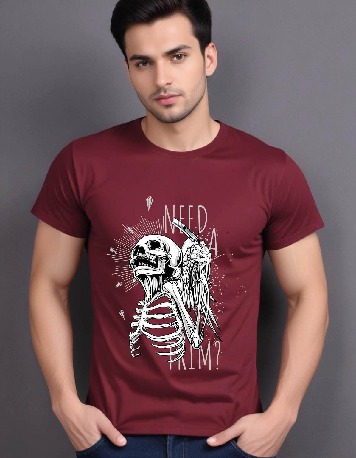 barber skeleton mens printed graphic t shirt