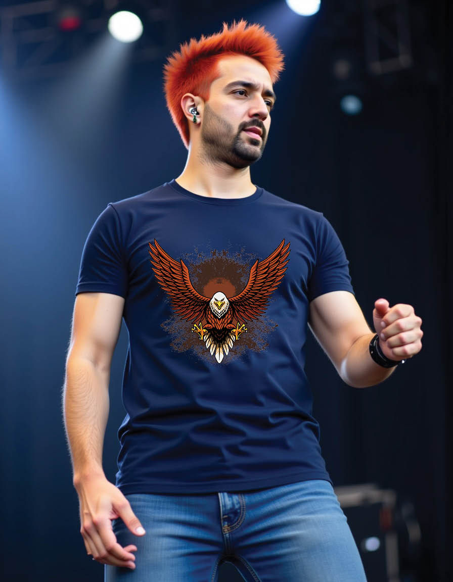 Thumbnail: cool fly eagle mens printed graphic t shirt