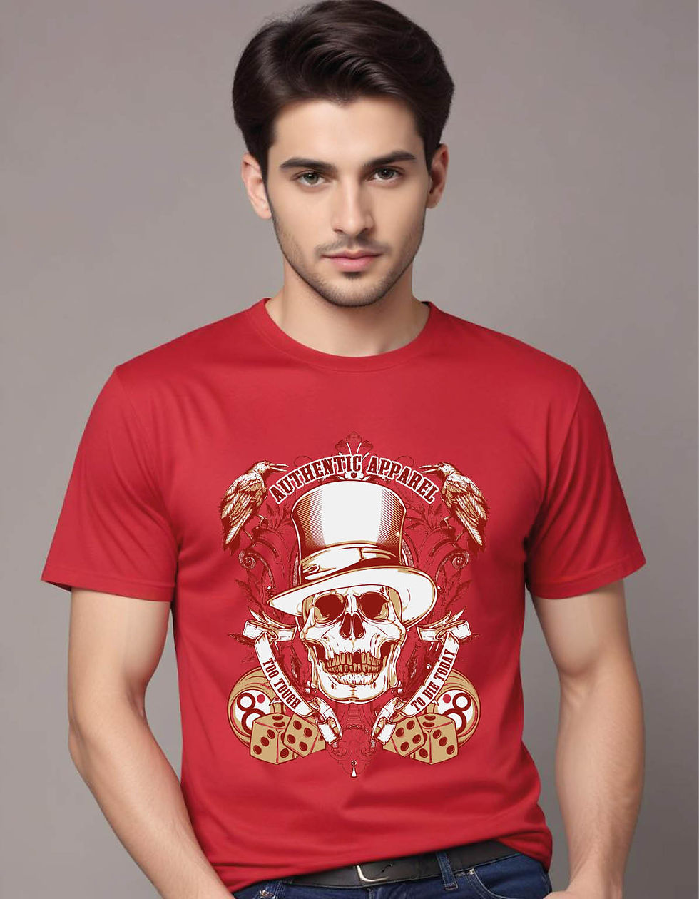 Thumbnail: framed magician skull with dices mens printed graphic t shirt