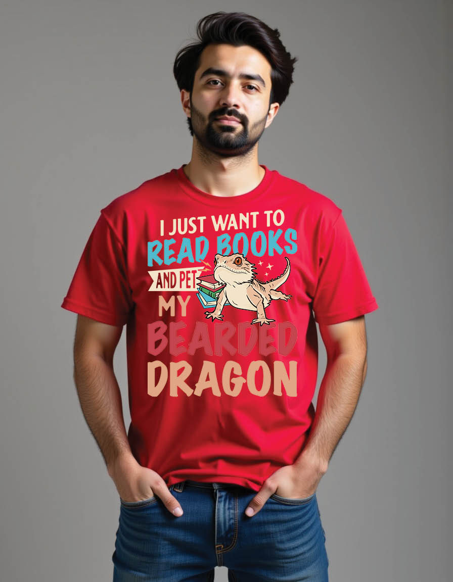 Thumbnail: i just want read books pet my bearded mens printed graphic t shirt