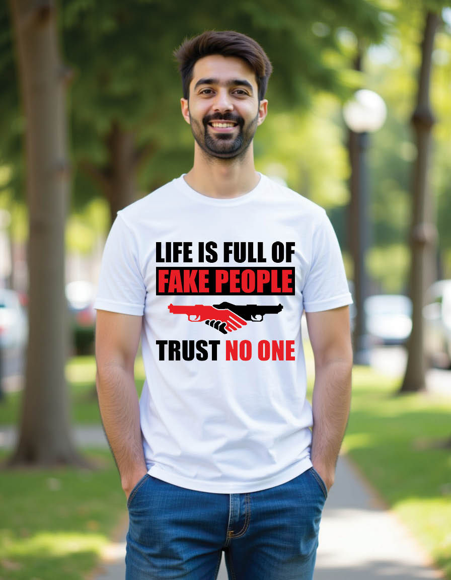 Thumbnail: life is full fake people trust no one social mens printed graphic t shirt