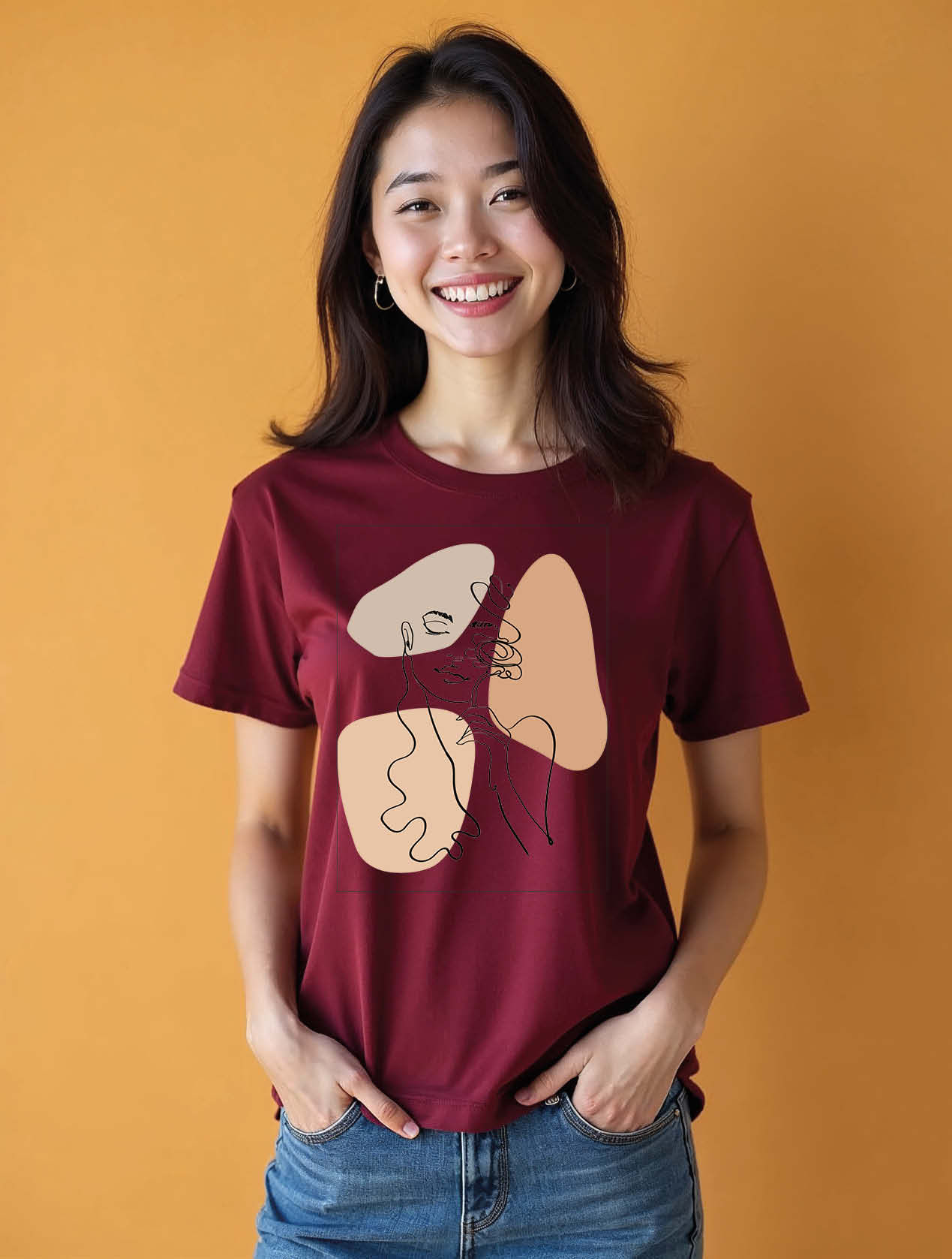 Abstract Minimalist Faces Casual Women’s Streetwear T-Shirt – Hot Deal