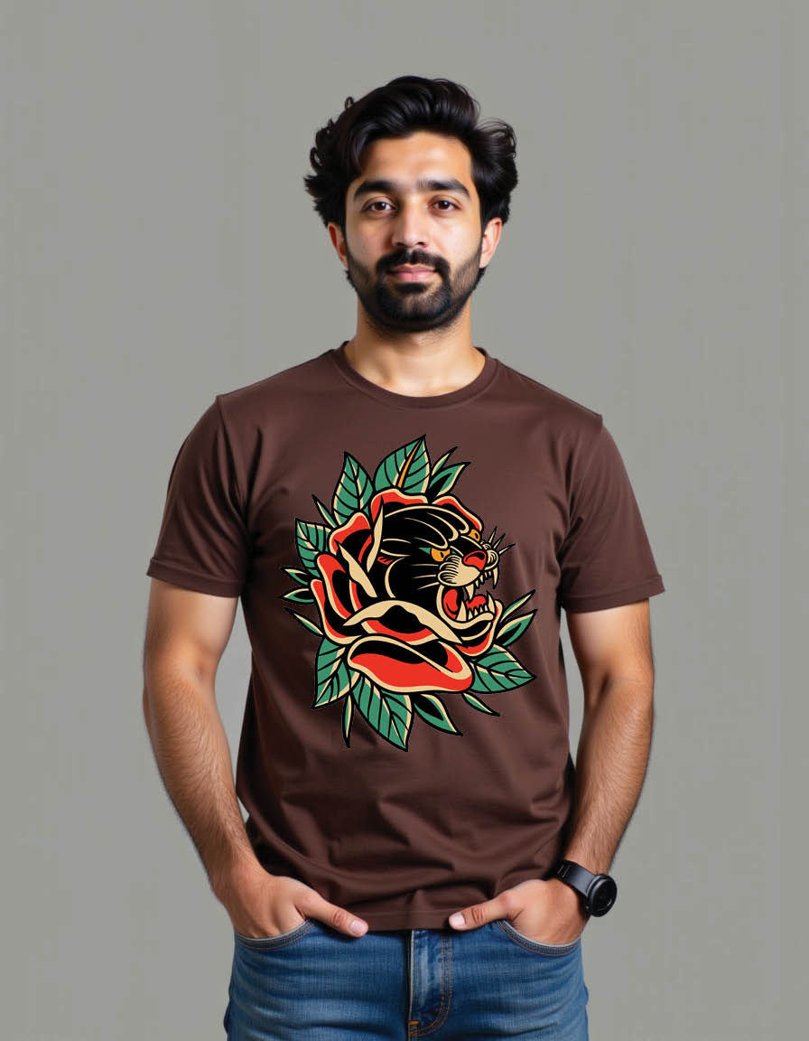 Thumbnail: traditional tattoo panther tattoo vintage tattoo mens printed graphic t shirt