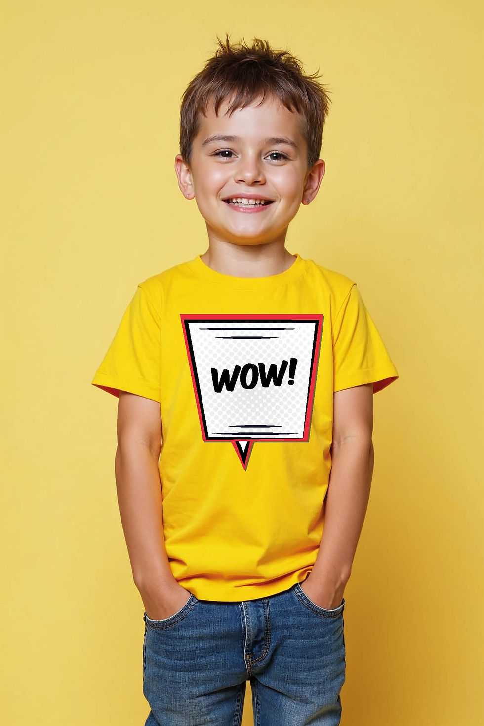 wow! Stylish Kids Printed T-Shirt – Quote Print Design for Boys & Girls