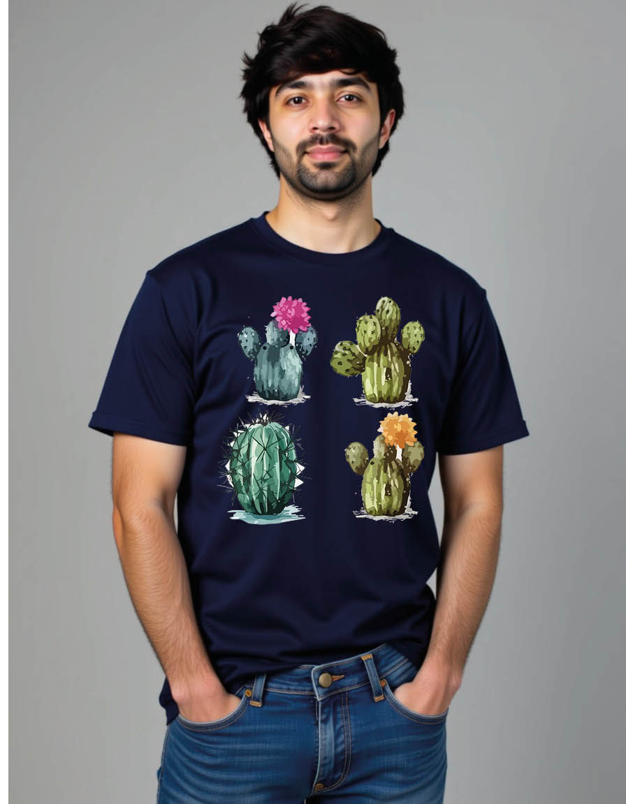 Thumbnail: cactus set cactus watercolor painting package mens printed graphic t shirt
