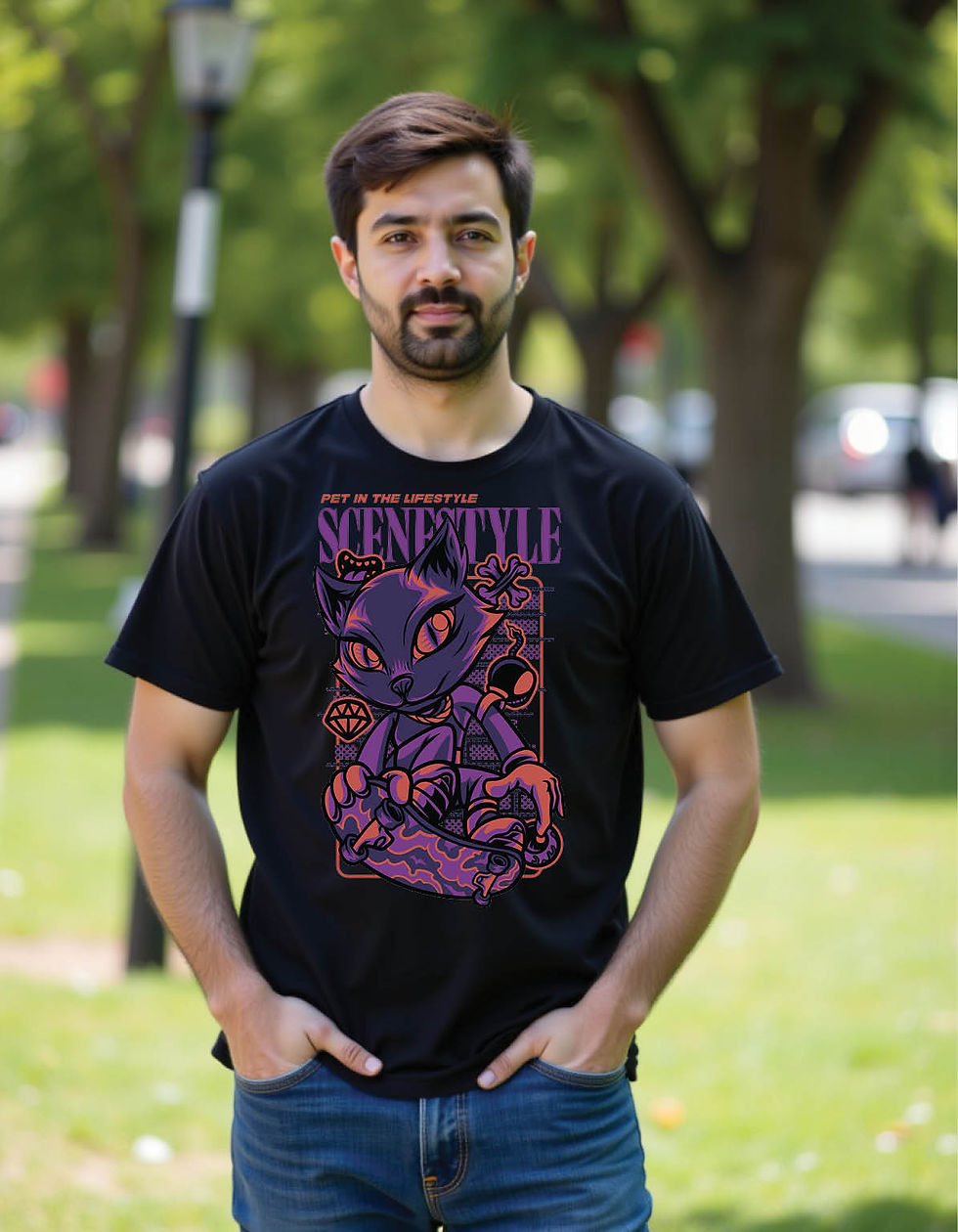 Thumbnail: scene style siamese cat mens printed graphic t shirts