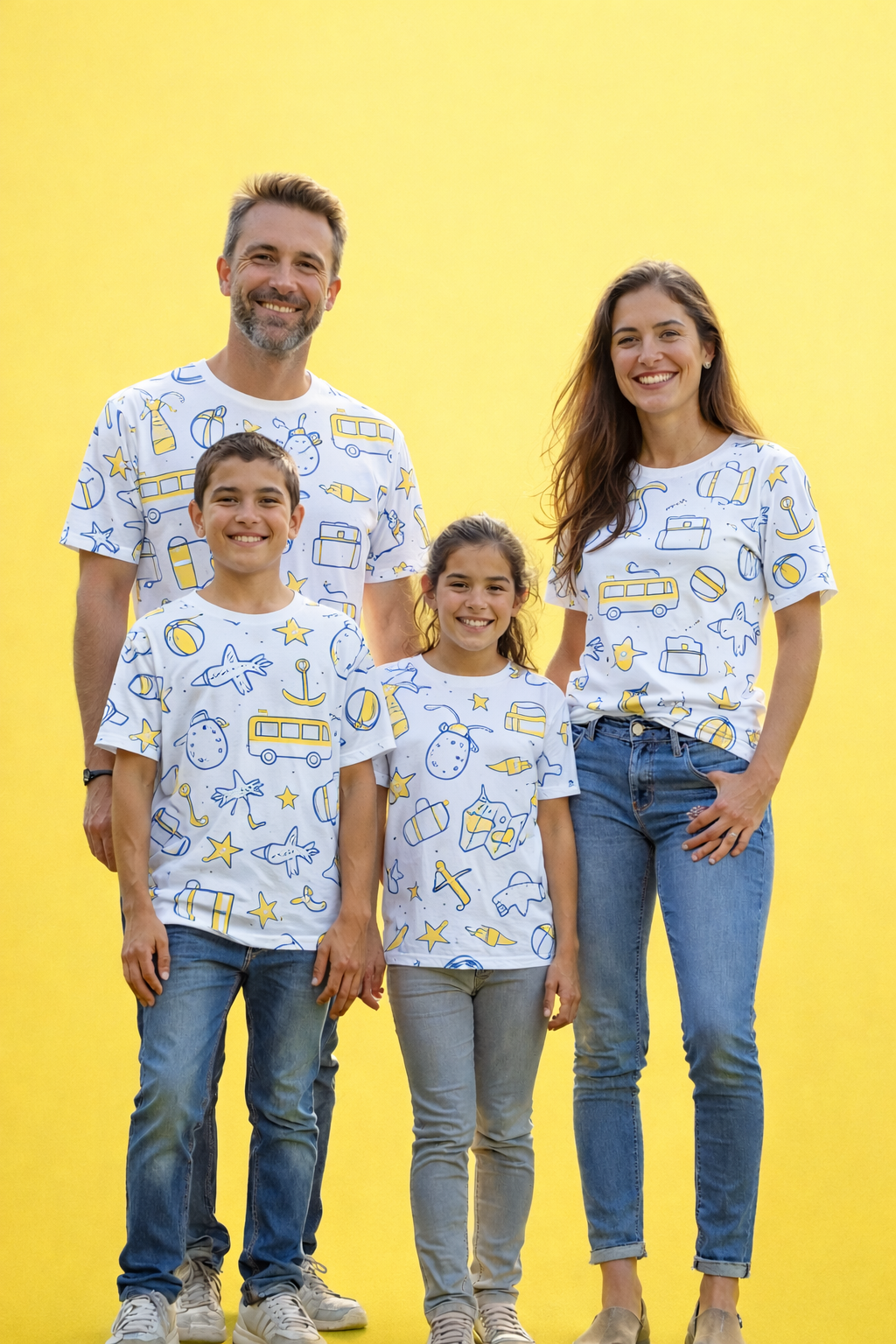Family vacation vibes matching printed tees pack of 4
