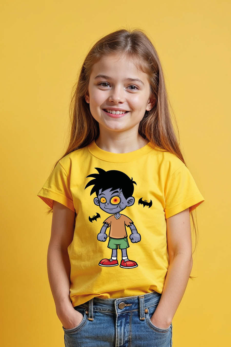Thumbnail: Kids' Cute Bat Zombie Boy T-Shirt Soft Unisex Kids Graphic Tee – Superhero Print