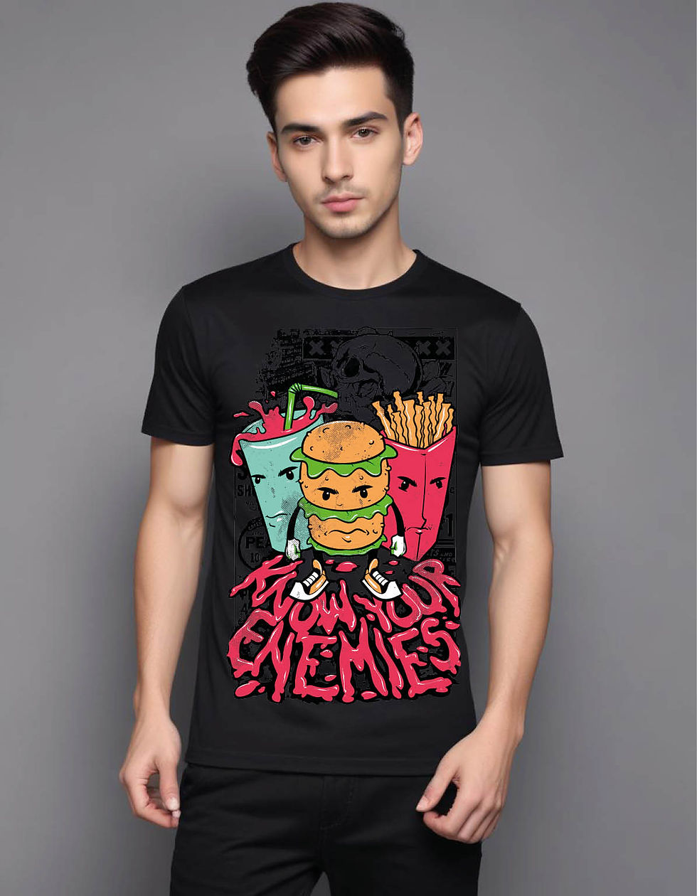 Thumbnail: angry fast food magazine mens printed graphic t shirt