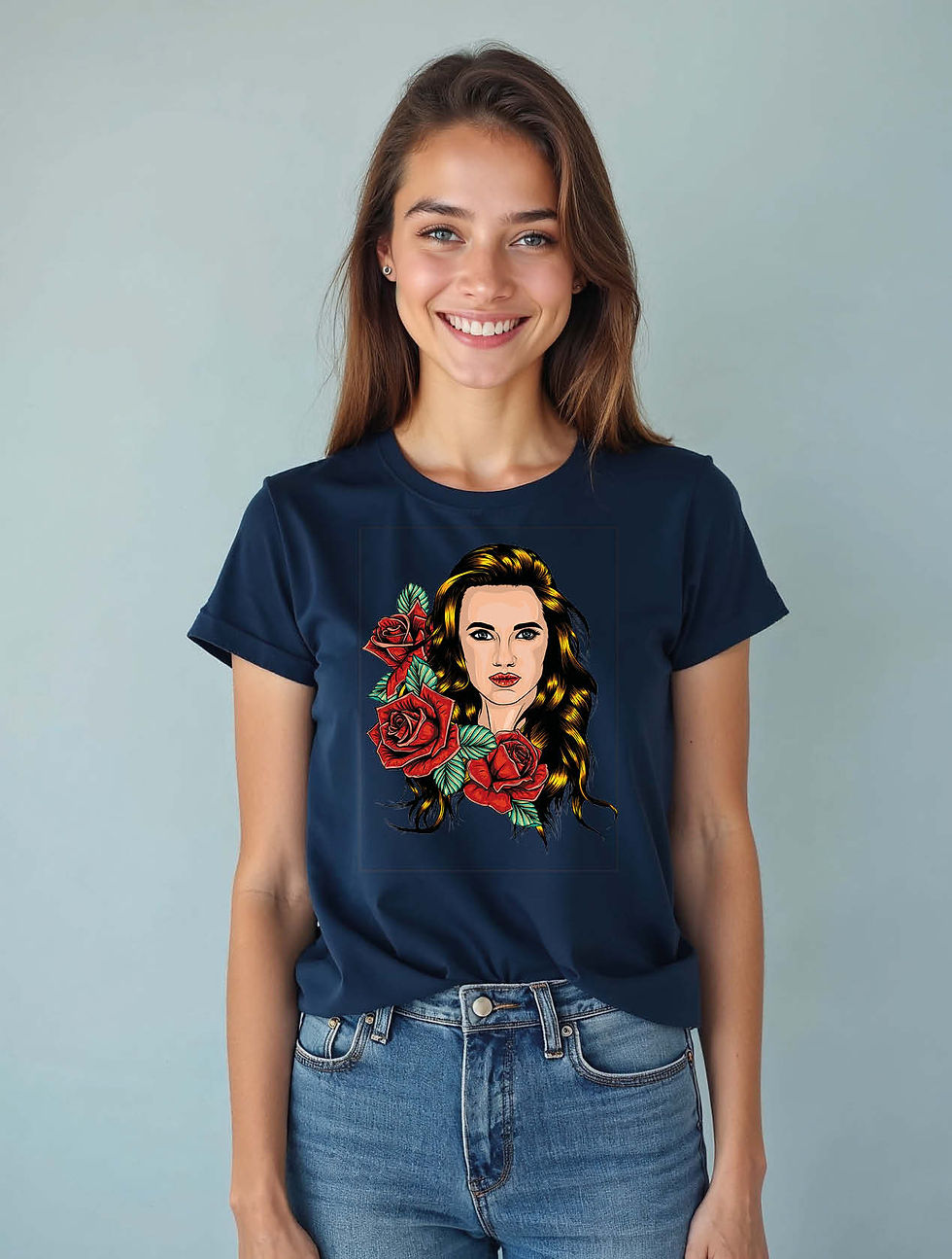 Thumbnail: Blue Rose Queen  Chic Women’s Printed Graphic Streetwear T-Shirt – Best Price