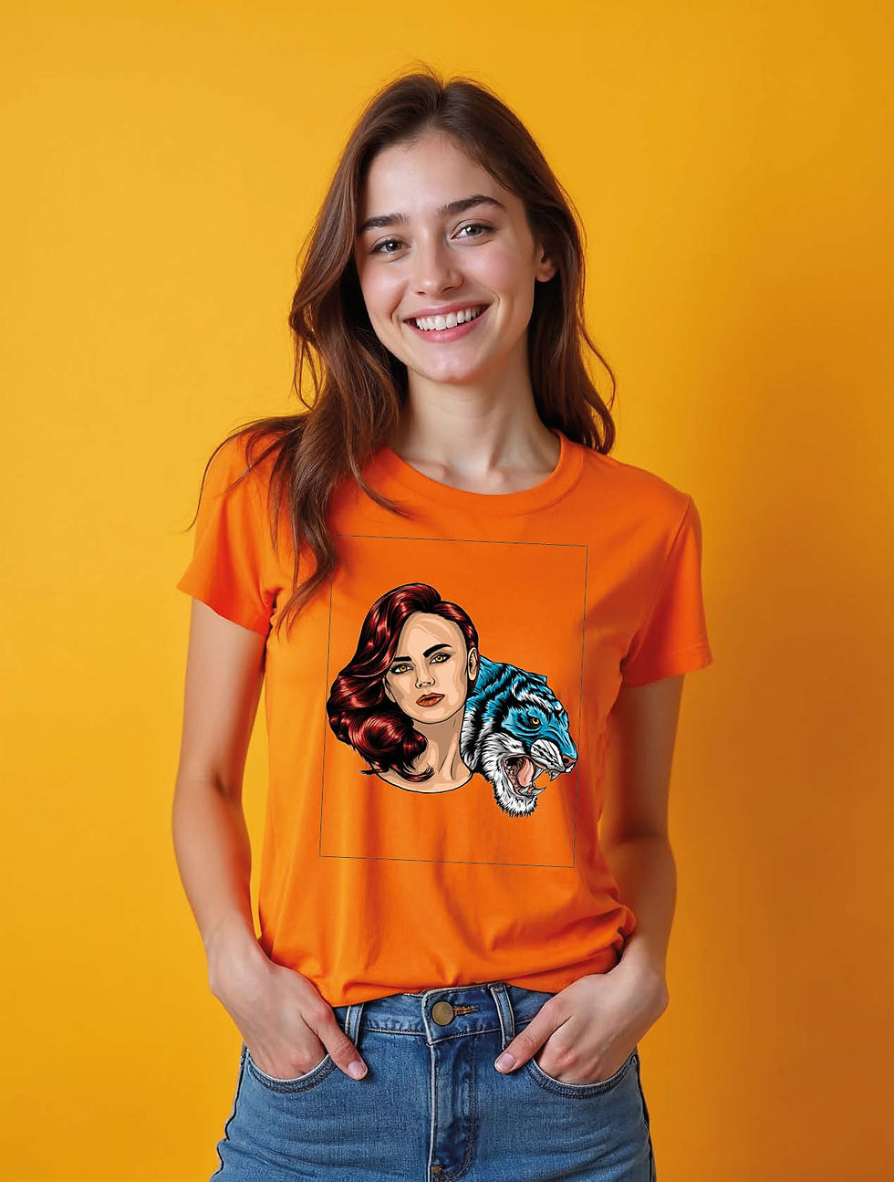 Thumbnail: Mystic and Blue Tiger Cool Women’s Printed Graphic Streetwear T-Shirt – Buy Now