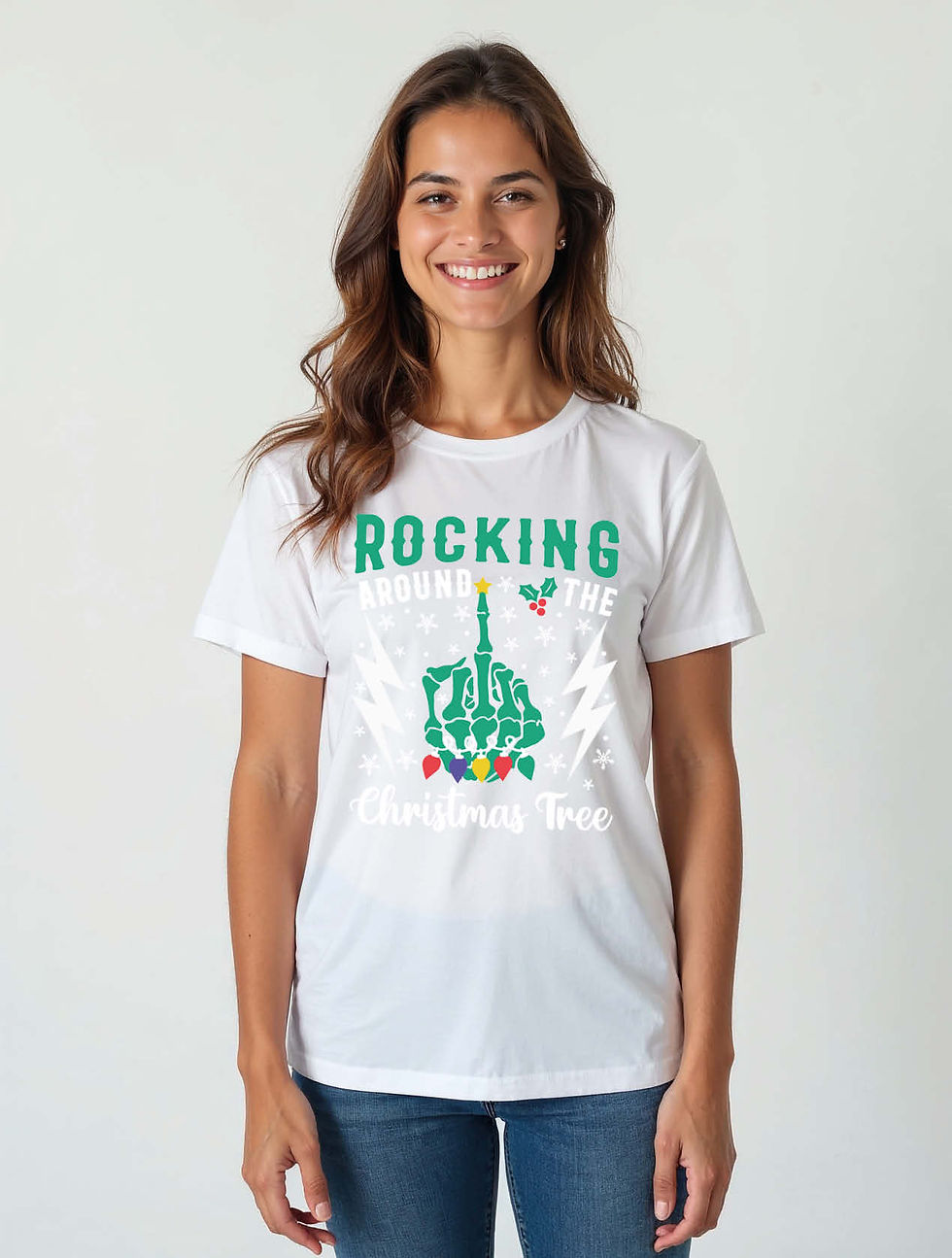 Thumbnail: rocking around the christmas tree Trendy Women’s Printed Graphic Streetwear Tees