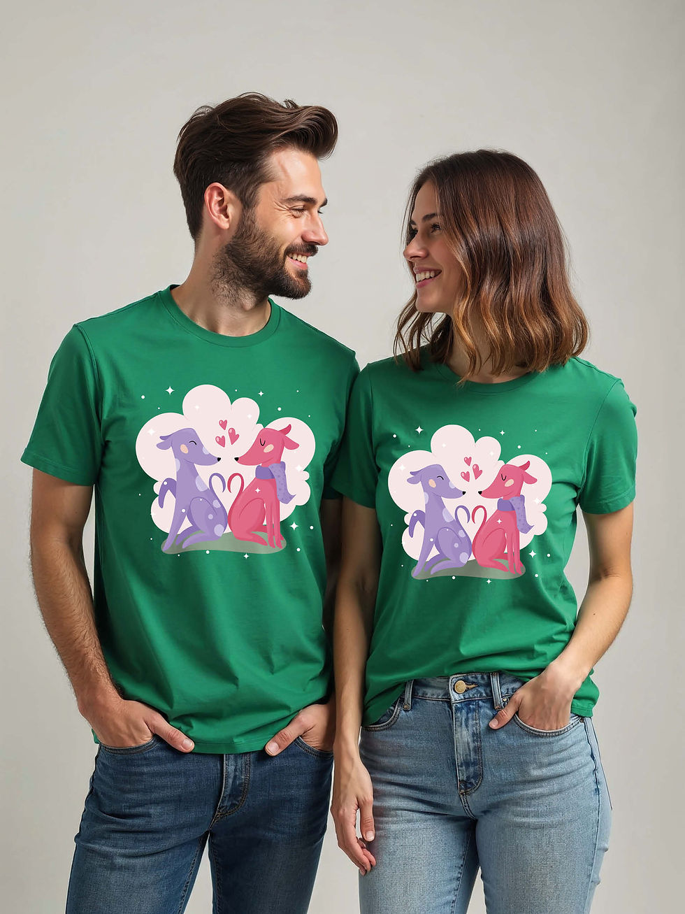 Valentine’s Cartoon Couple Matching Tee Lovers Edition – Fast Delivery