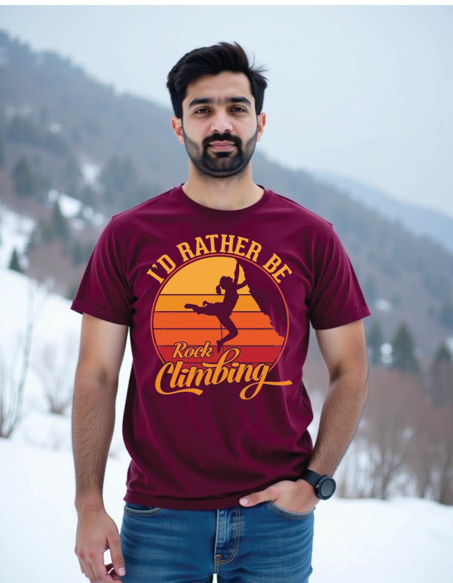 Thumbnail: id rather be rock climbing mens printed graphic t shirt