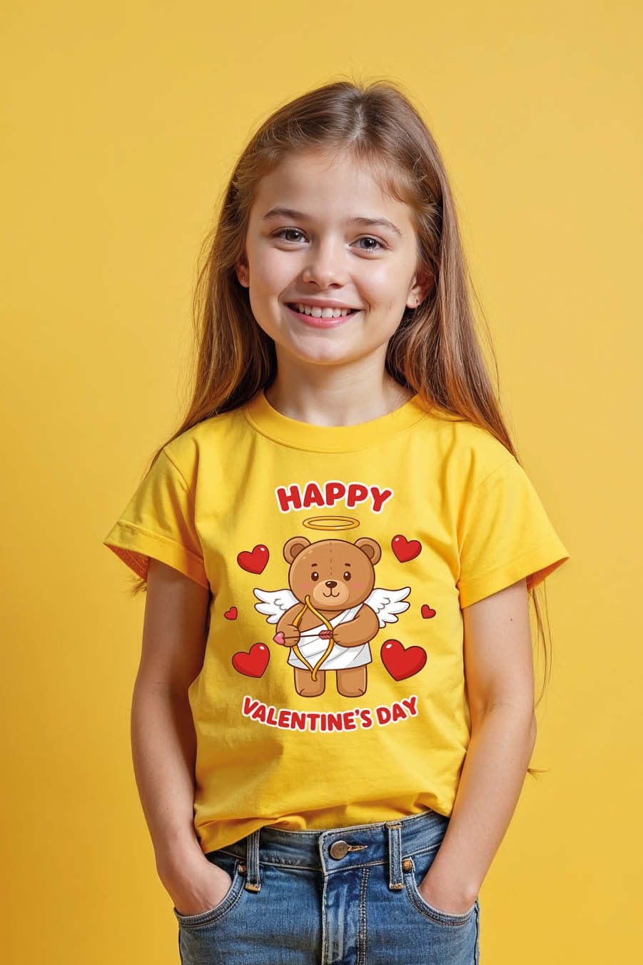 Thumbnail: happy valentines day Modern Cute Kids Typography T-Shirt – Quote Print Design