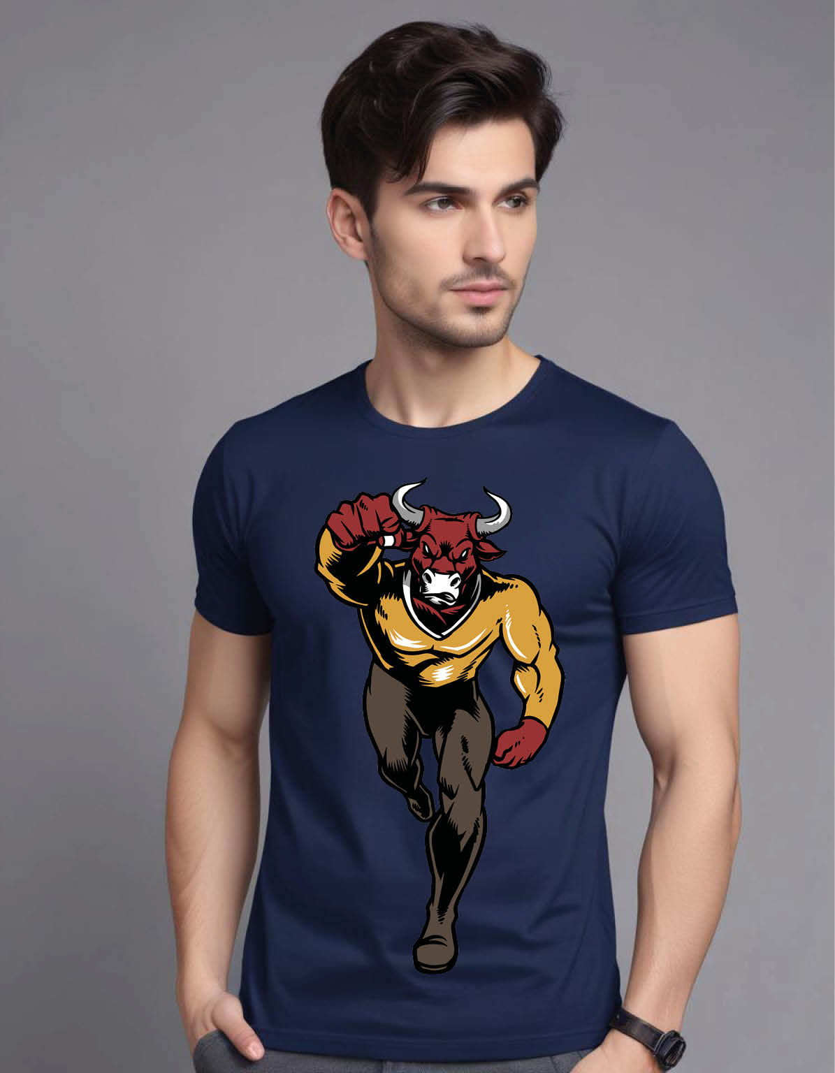 bull charge mens printed graphic t shirt