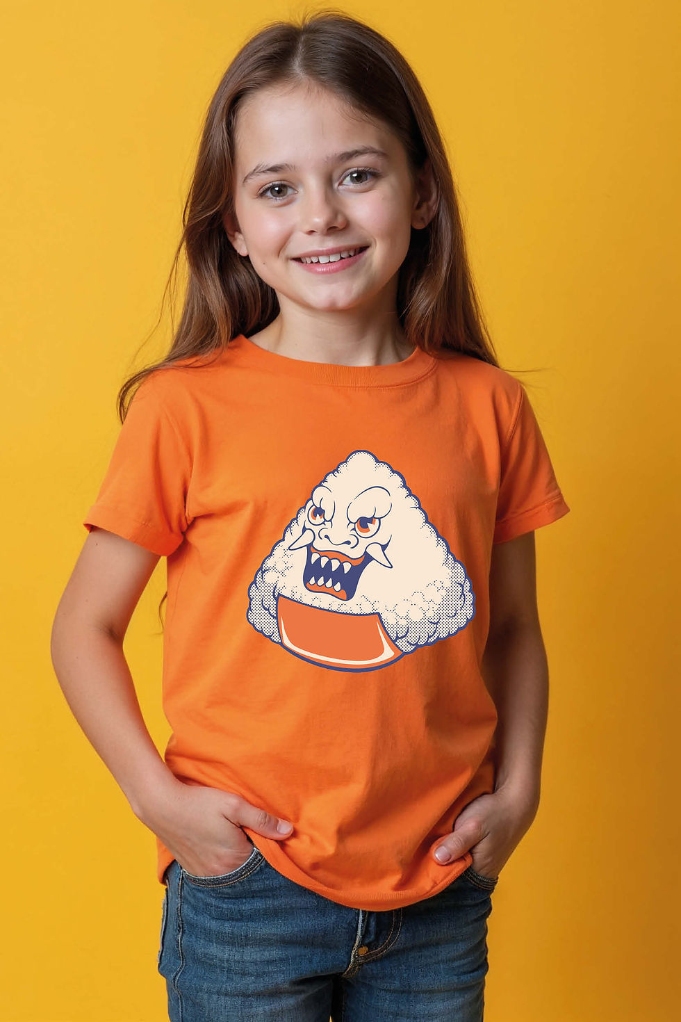 Thumbnail: Monster Onigiri / Scary Rice Ball Kid's T-Shirt Playful Kids Graphic Tee – Desig