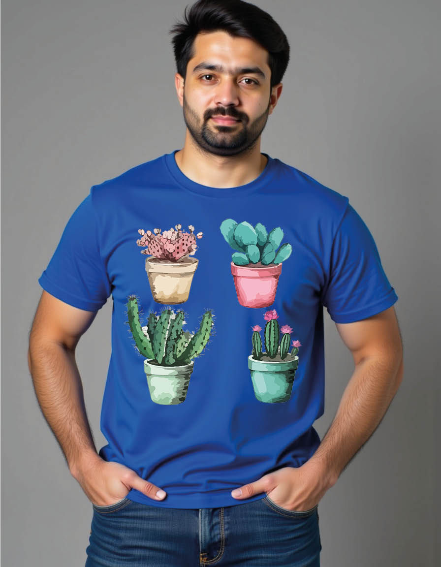 Thumbnail: cactus set cactus watercolor painting package mens printed graphic t shirt