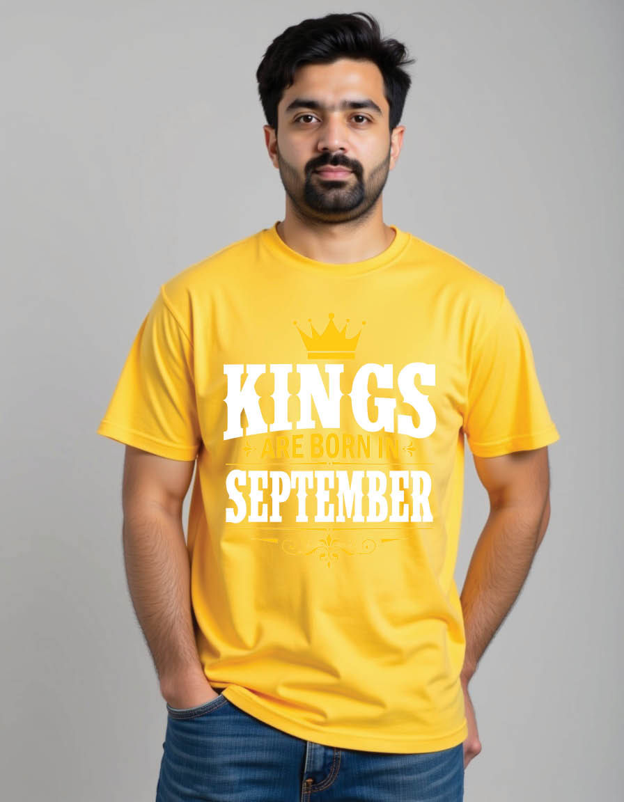 Thumbnail: kings are born september typography birthday mens printed graphic t shirt