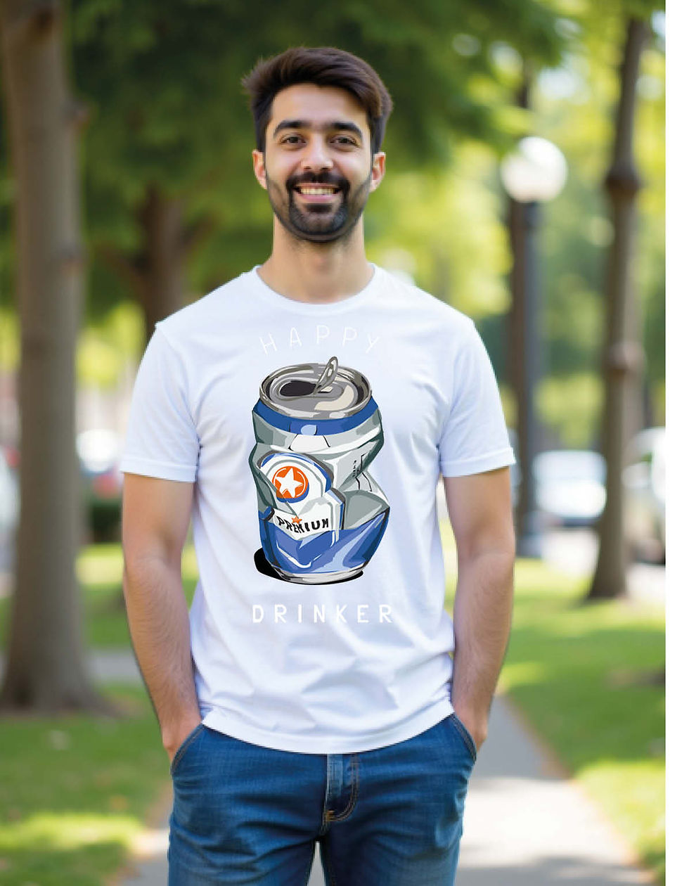 Thumbnail: Happy Drinker Printed T-Shirt for All age