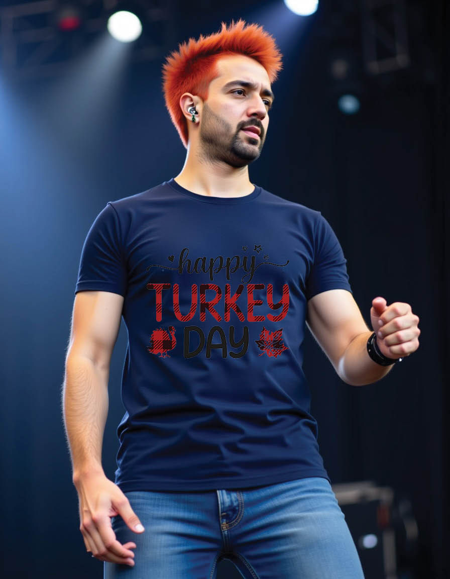 Thumbnail: happy turkey day thanksgiving quotes mens printed graphic t shirt