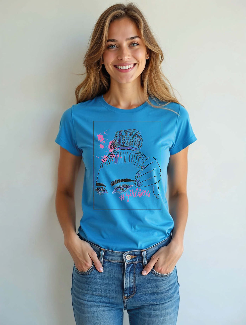 Thumbnail: Messy Bun and Eyelash Trendy Women’s Streetwear T-Shirt – Discount Offer