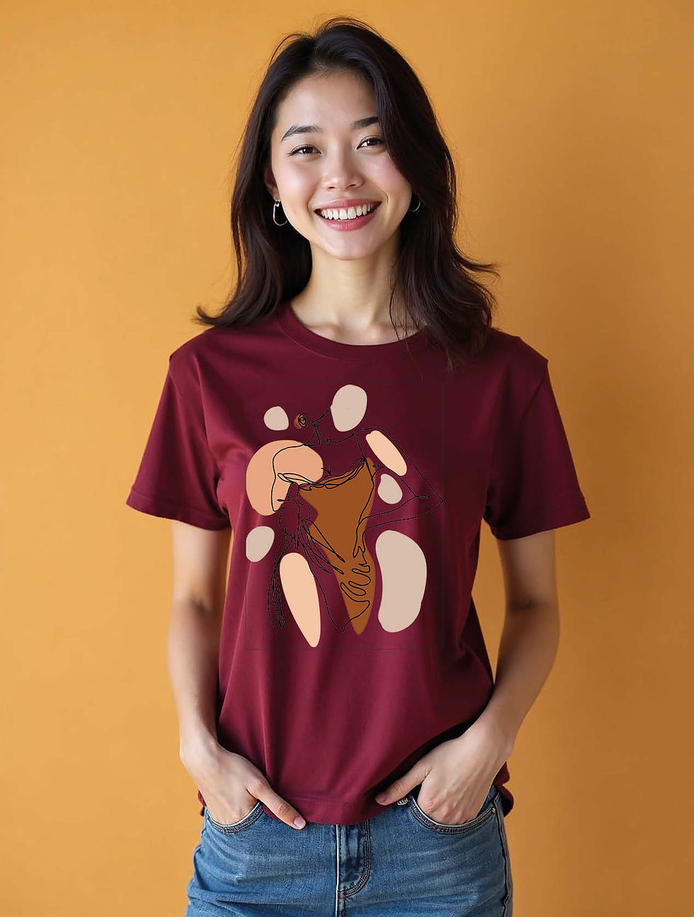 Thumbnail: Abstract Minimalist Ice Cream Cone Chic Women’s Typography T-Shirt – Sale