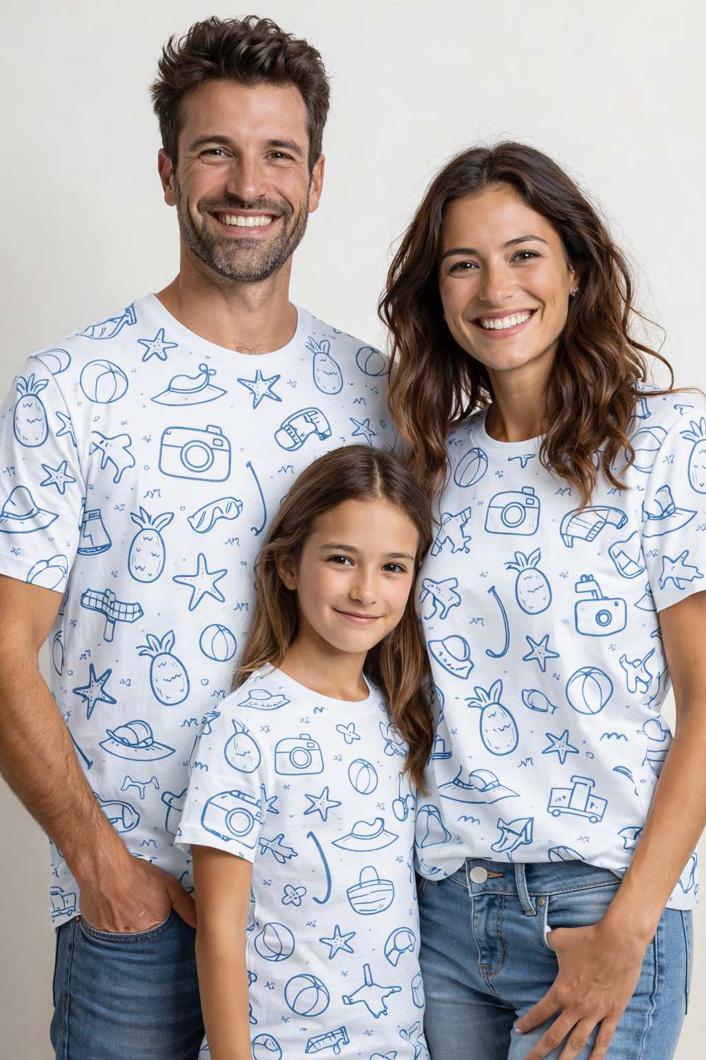 family matching beach vibes printed tees pack of 3