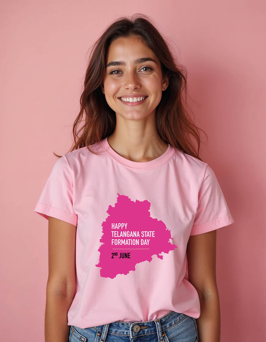 Thumbnail: Happy telangana state foundation day jaun 2nd Unisex printed graphic t shirt