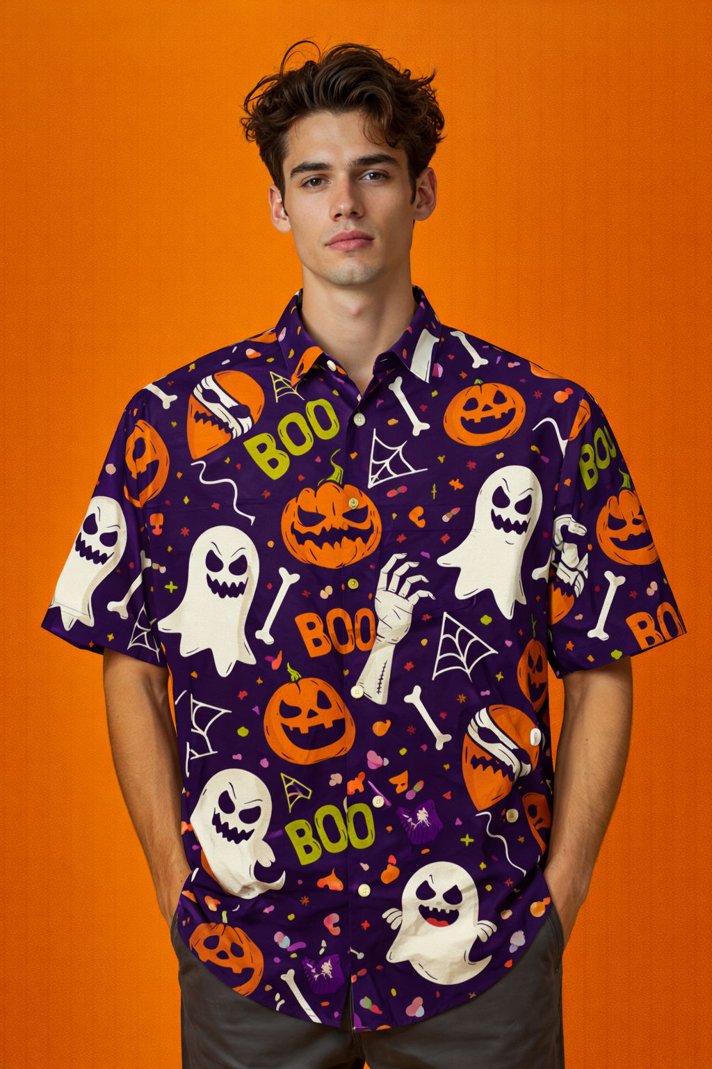 Scary Boo Halloween New Collection Patterned All Over Print Oversized Shirt