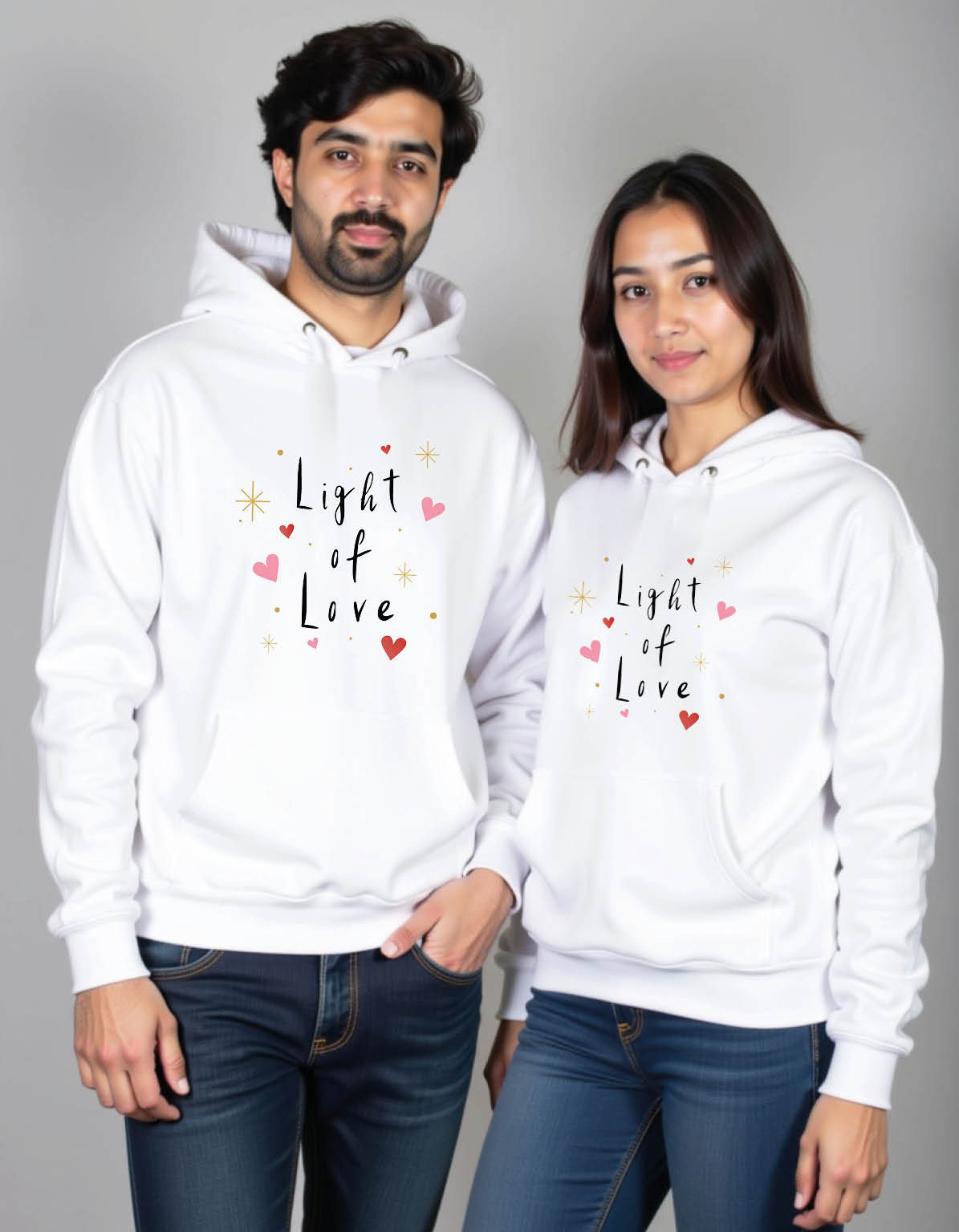light of love Cool Casual Streetwear Printed Graphic Couple Hoodies