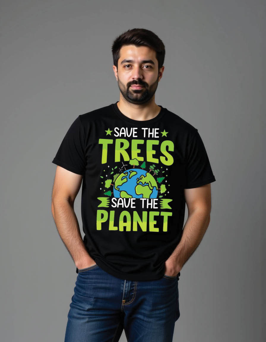Thumbnail: save trees save planet earth day mens printed graphic t shirt