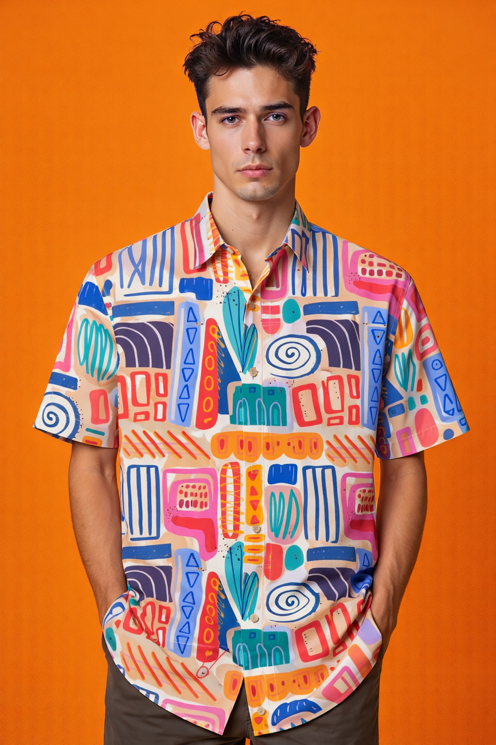 Colorful Patterned All Over Print Oversized Shirt – Premium Street Fit