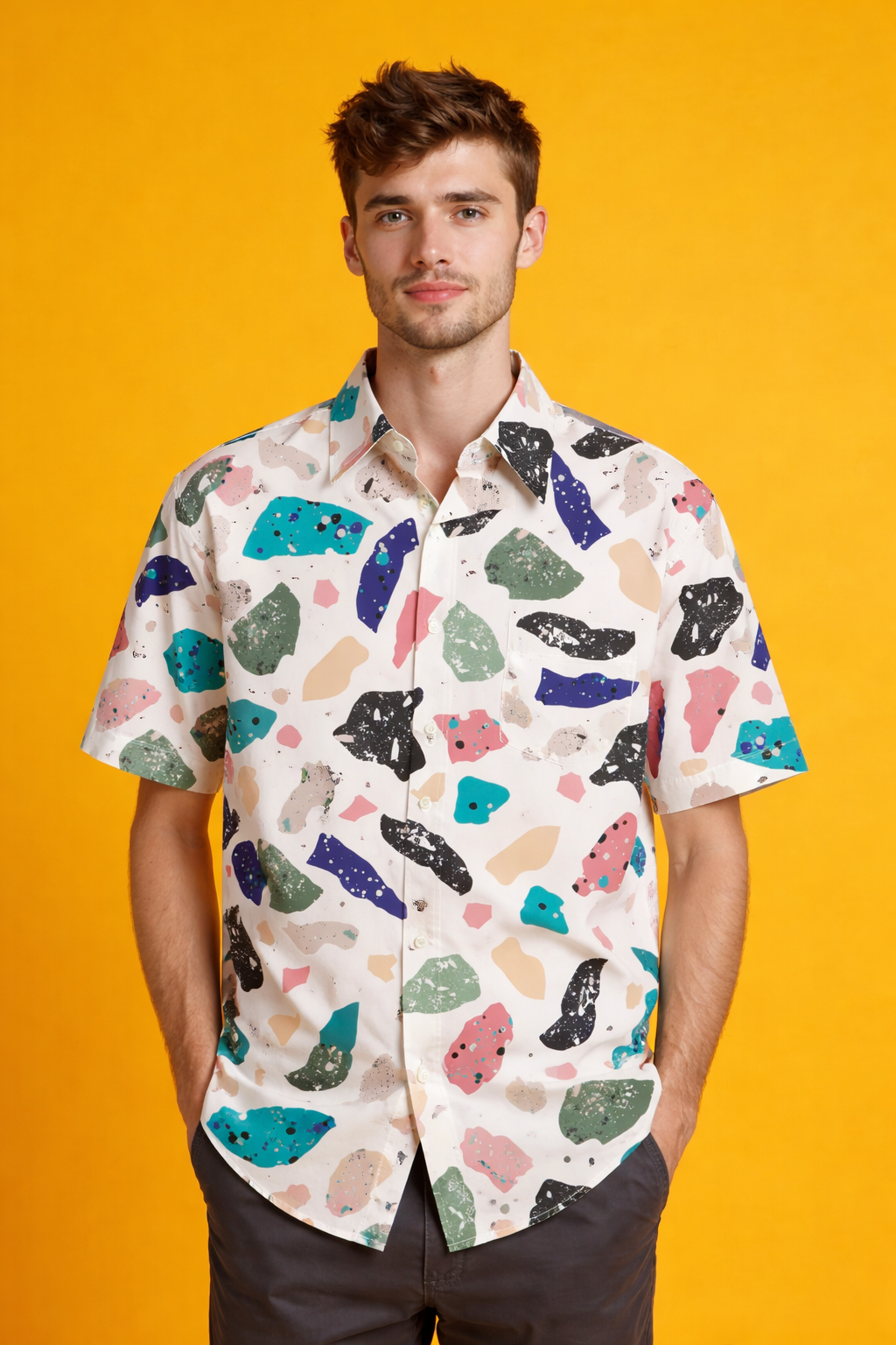 Casual portrait Oversized Patterned Shirt with Premium AOP Finish