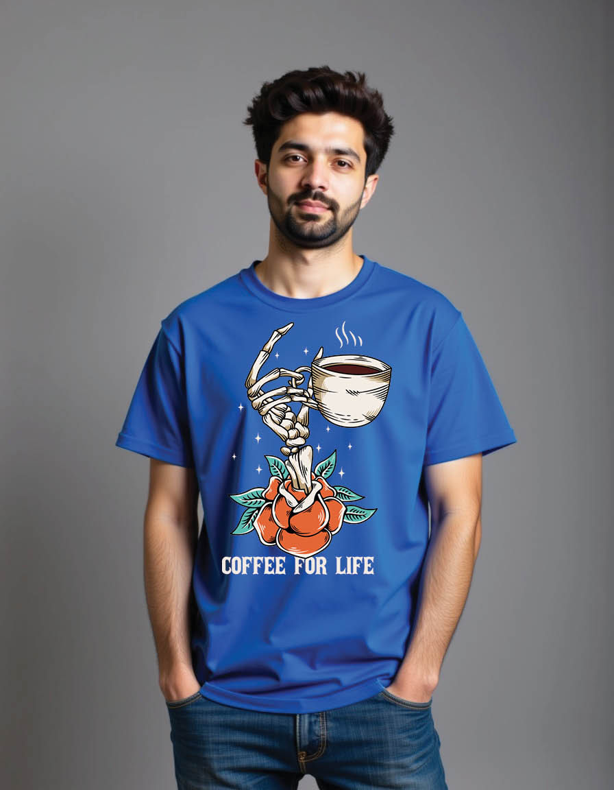 Thumbnail: skull hand holding coffee cup mens printed graphic t shirts