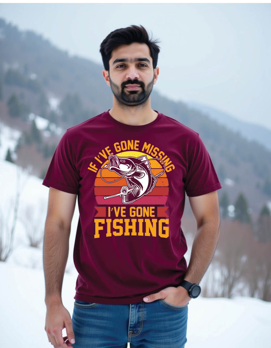 Thumbnail: if i ve gone missing i ve gone fishing mens printed graphic t shirt
