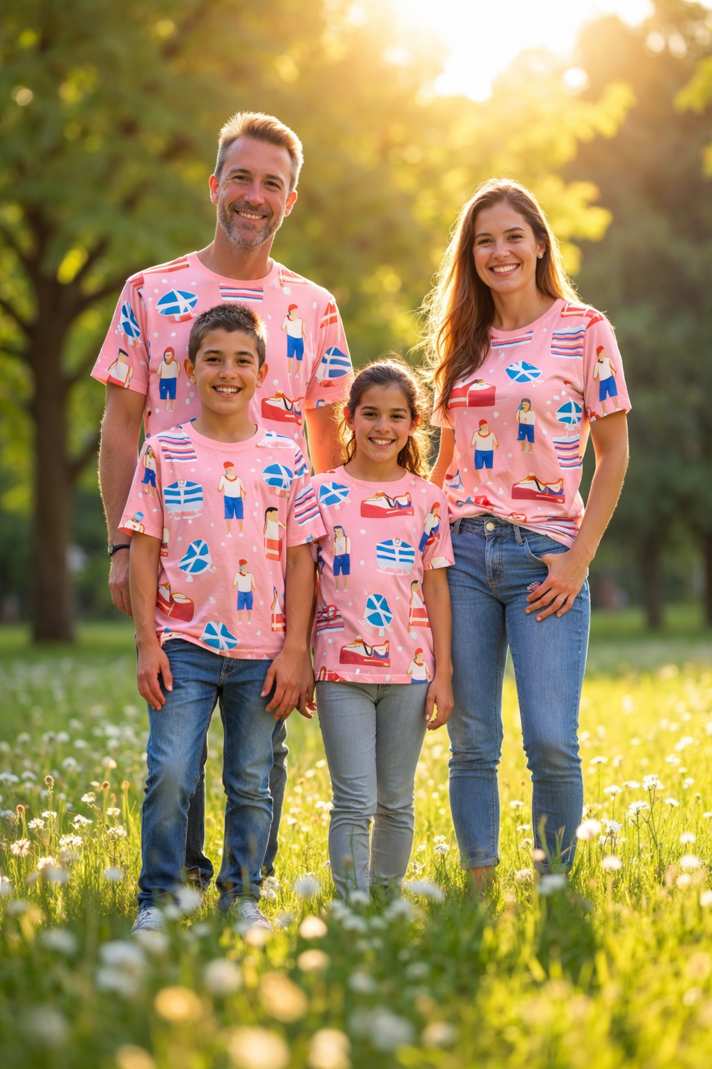 Family vacation matching printed tees pack of 4