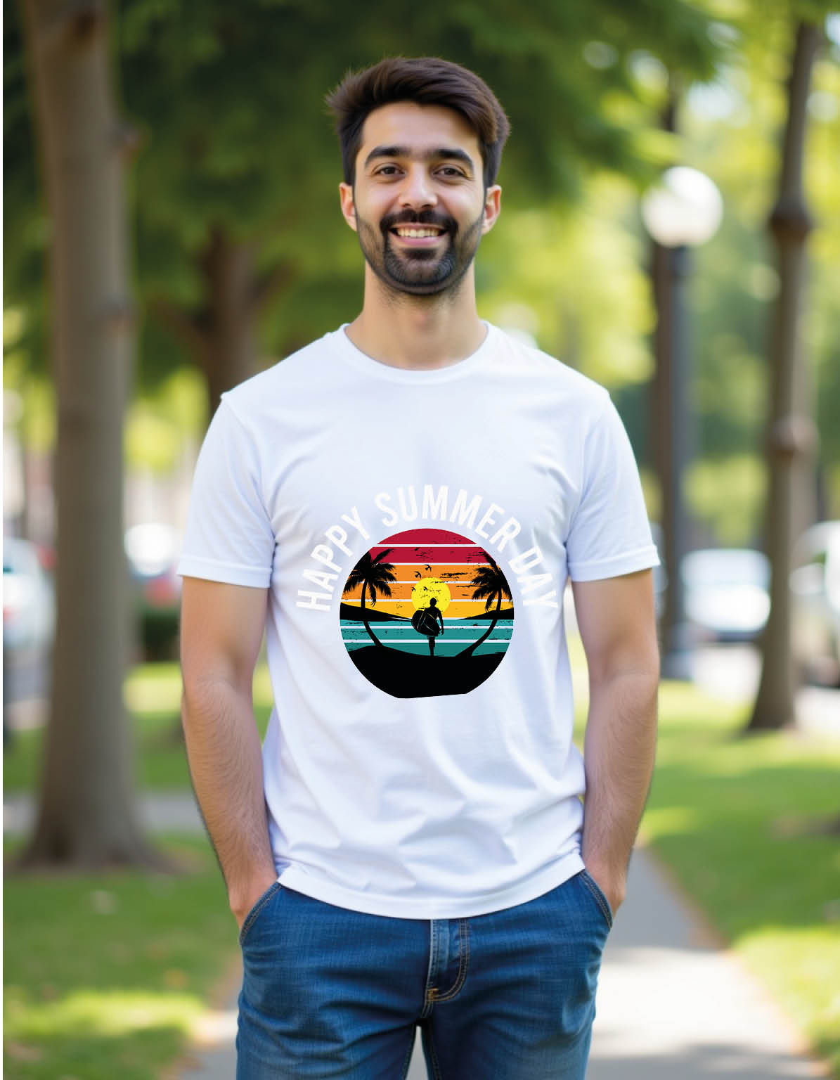 happy summer day vintage mens printed graphic t shirts