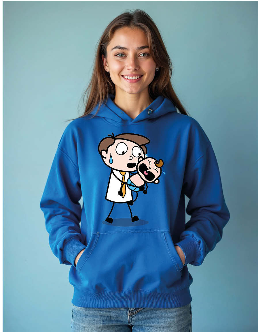 Thumbnail: Nervous New Dad Cartoon Premium Unisex Printed Graphic Hoodies For Men & Women
