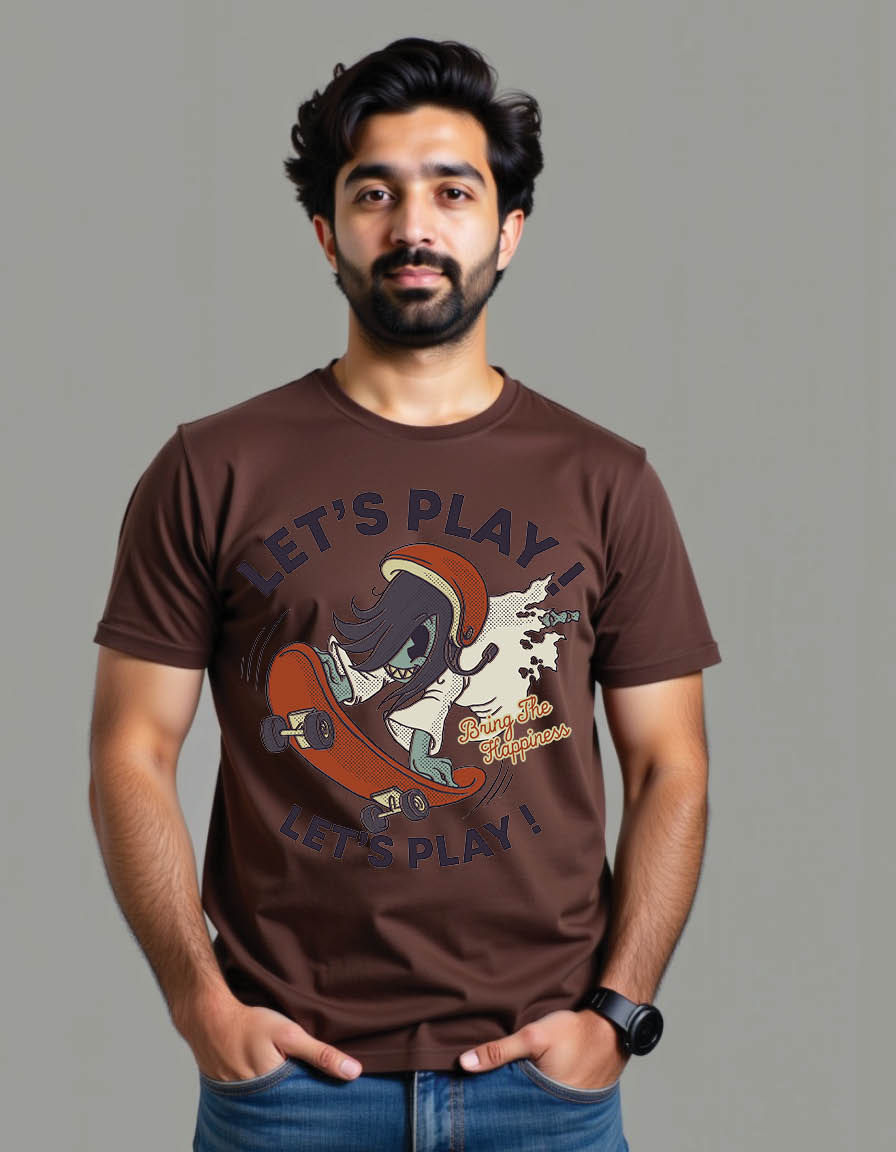 Thumbnail: cartoon of ghost playing skateboard mens printed graphic t shirts