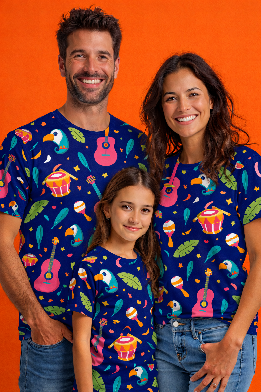 tropical style family matching printed tees pack of 3