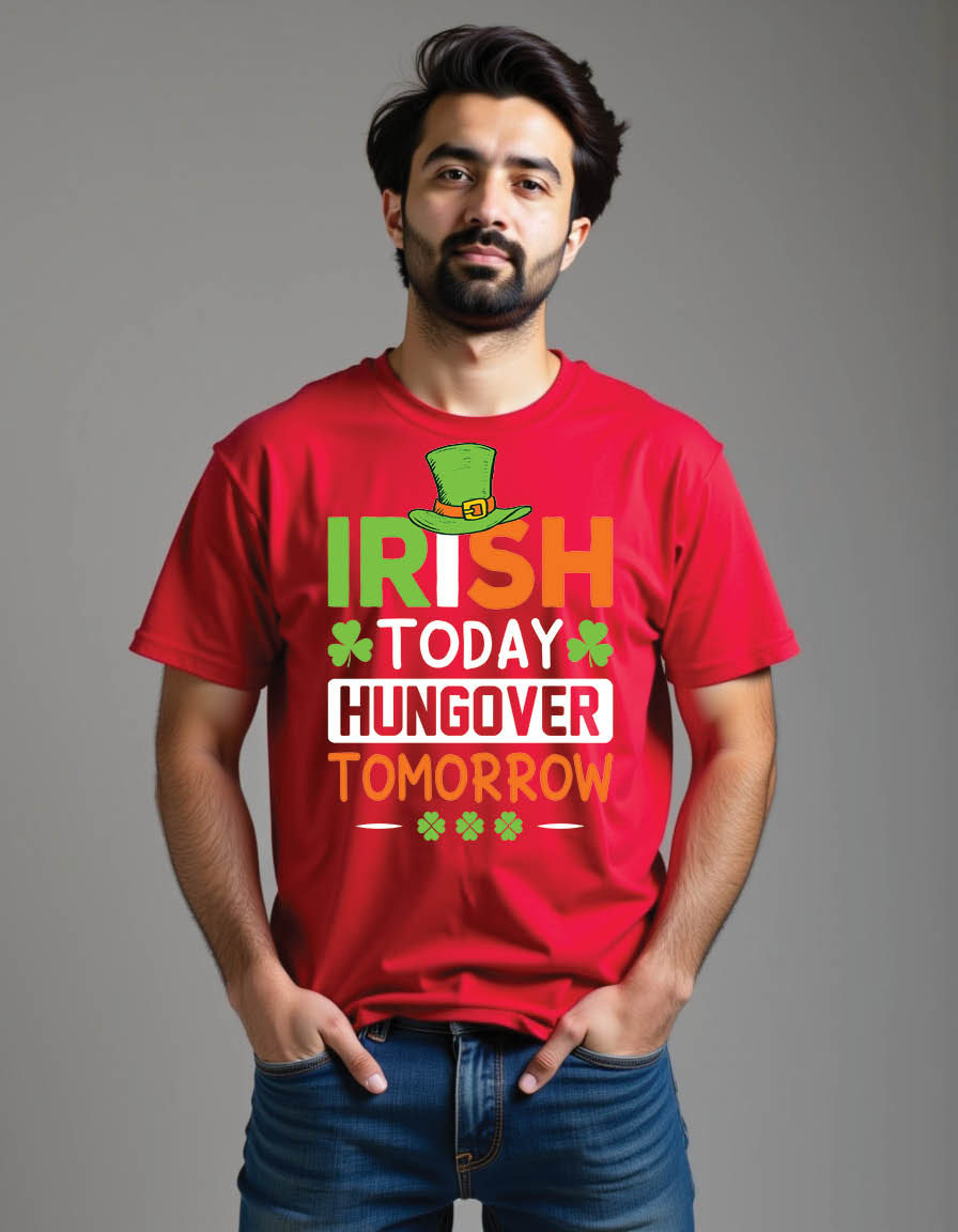 Thumbnail: irish today hungover tomorrowst patricks day mens printed graphic t shirt