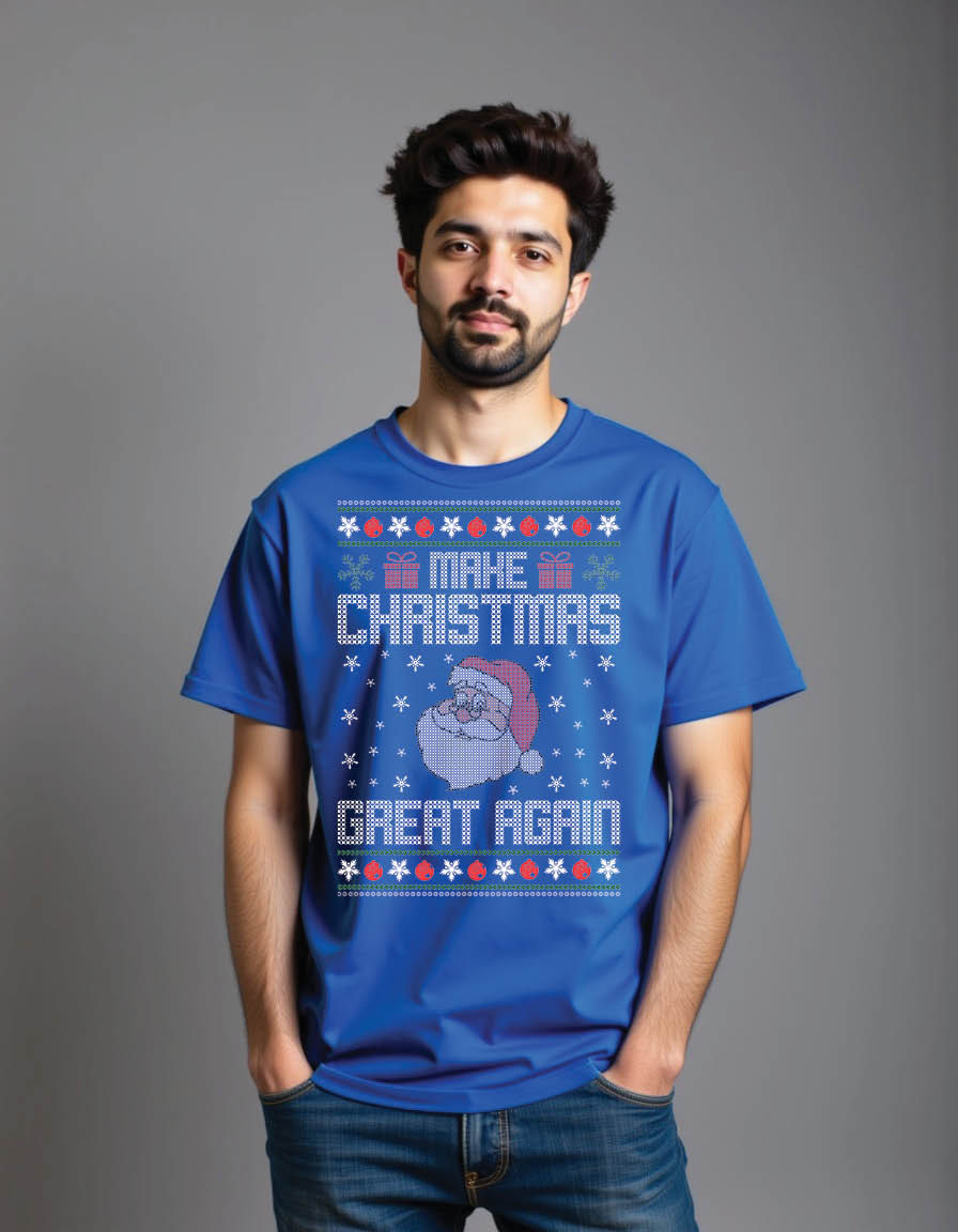 Thumbnail: make christmas great again ugly christmas sweater mens printed graphic t shirt