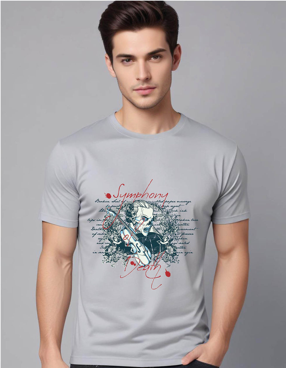 Thumbnail: classical musician skull lyrics mens printed graphic t shirt