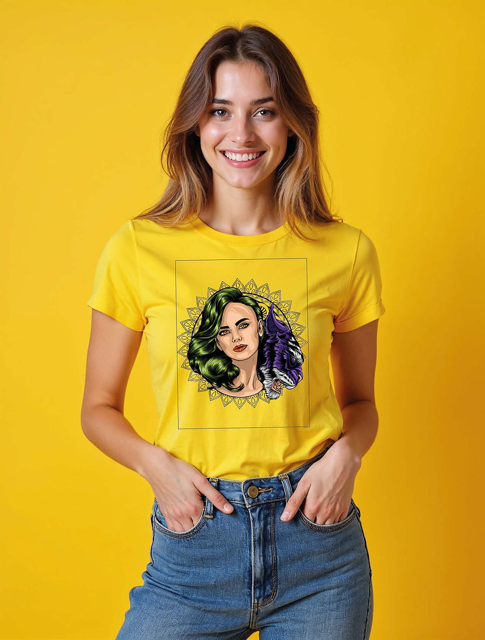 Thumbnail: Green-Haired Muse Casual Women’s Graphic  Quote T-Shirt – Buy Now