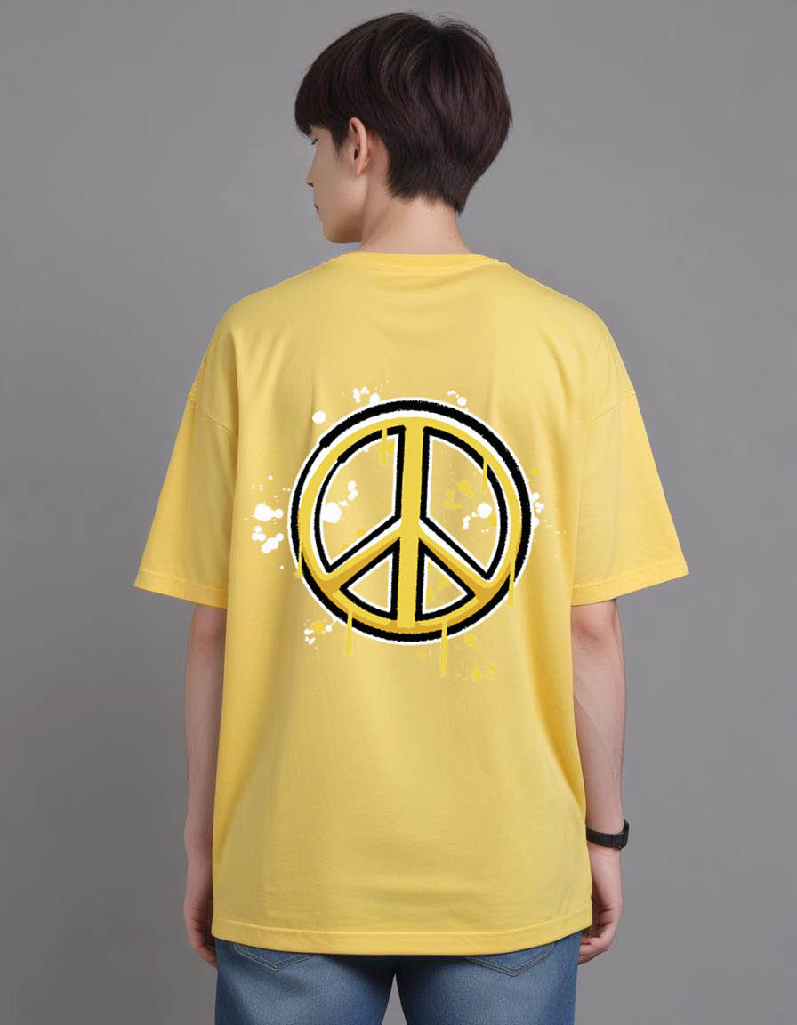 Thumbnail: hand drawn peace streetwear Oversized Printed t shirt